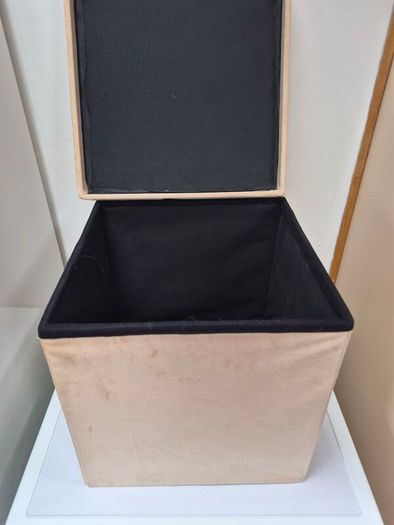 Cream folding storage ottoman