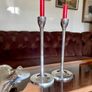 Mid Century Modern Pair Aluminium Tulip Taper Candlesticks Image 10