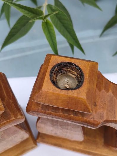 Vintage Hand carved Norwegian candlesticks
