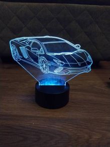3D LED Lamborghini Night Light, Black Touch Color Changing Car Shape USB Table Lamp