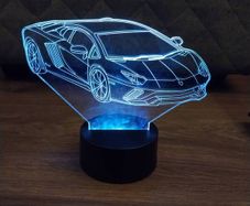 3D LED Lamborghini Night Light, Black Touch Color Changing Car Shape USB Table Lamp