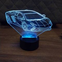 3D LED Lamborghini Night Light, Black Touch Color Changing Car Shape USB Table Lamp