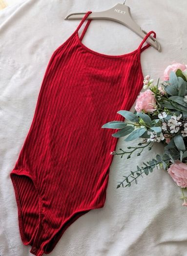 bodysuit Red ribbed bodysuit with straps from Bershka bodysuit Basic Red