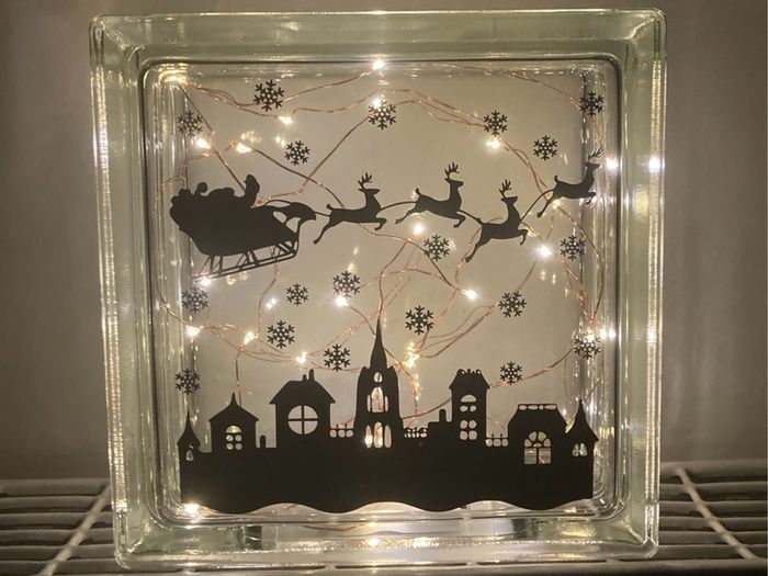christmas scene glass block