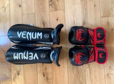 MMA gloves and shin guards. Size M