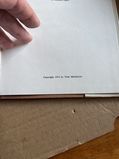 Tom Mac Intyre - Blood Relations. H/B. 1972. Ltd 500 Copies Only. Zozimus Books