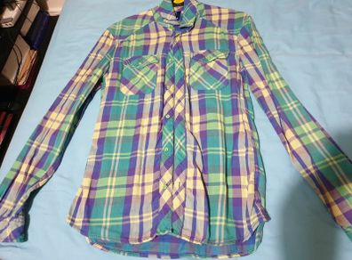 divided h&m small medium green long sleeve shirt flannel