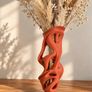 3D Printed Terracotta Sculptural Vase, Abstract Modern Home Decor Image 2