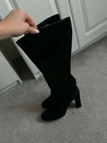 Black Suede Knee-High Boots