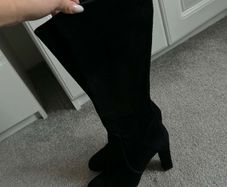 Black Suede Knee-High Boots