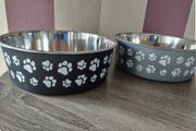 Set of x2 Stainless Steel Dog Feeder/ Drinking Bowls