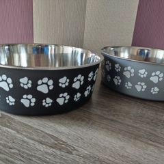 Set of x2 Stainless Steel Dog Feeder/ Drinking Bowls