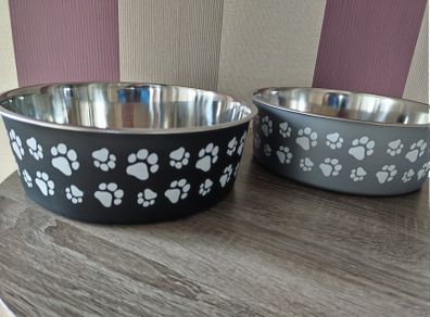 Set of x2 Stainless Steel Dog Feeder/ Drinking Bowls