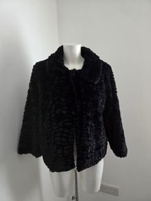 Like New. Gorgeous Mela London lightweight black faux fur jacket, size 14