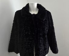 Like New. Gorgeous Mela London lightweight black faux fur jacket, size 14