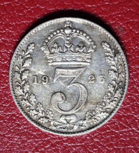 1925 United Kingdom 3 Pence - George V silver coin #1