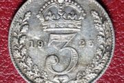 1925 United Kingdom 3 Pence - George V silver coin #1