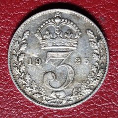 1925 United Kingdom 3 Pence - George V silver coin #1