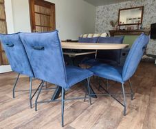 6 Navy Upholstered Dining Chairs