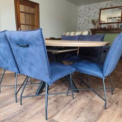 6 Navy Upholstered Dining Chairs