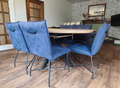 6 Navy Upholstered Dining Chairs