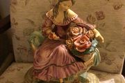 Very Large 14 x 11 inches statue / figurine of lady/woman sitting on bench