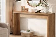 Farmhouse Console Table with Storage Space 140cm Wooden Sofa Table for Entryway