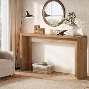 Farmhouse Console Table with Storage Space 140cm Wooden Sofa Table for Entryway