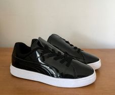 Girls Puma black patent  trainers size 2/34.5