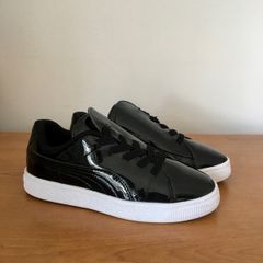 Girls Puma black patent  trainers size 2/34.5