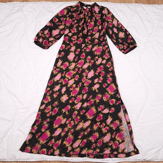 Closet Black Pink Mustard Abstract Print Midi Dress 10UK/38EU