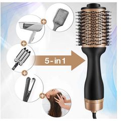 One Step Hair Dryer and Volumizer Blow Hairdryer With Hair Styler Straightener Curling Iron Comb Brush