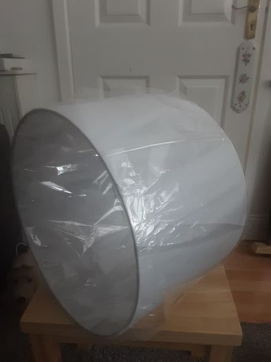 Shade/Large Round Gray Linen Lampshade .. Price Drop
