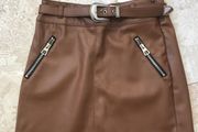 Bershka Mini Skirt in brown faux leather size small - New with tags
