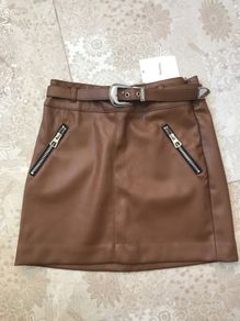 Bershka Mini Skirt in brown faux leather size small - New with tags