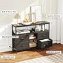 110cm TV Stand, TV Cabinet with Power Outlets & LED Light, 4 Fabric Drawers TV Unit for TVs Up to 55 inch, Entertainment Center for Living Room, Bedroom, Black Image 7
