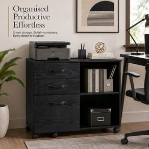 White Mobile Filing Cabinet with 3 Drawers, Adjustable Shelf and Lockable Castors