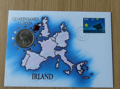 Ireland 1992 European common market Punt coin stamp cover