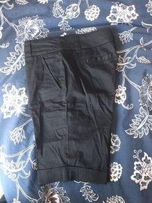 Black knee length cotton shorts