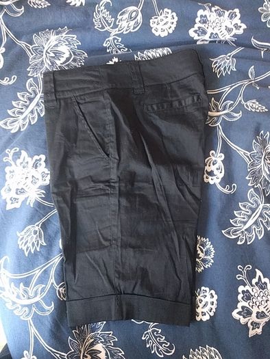 Black knee length cotton shorts