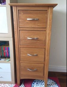 4 drawer solid oak tallboy