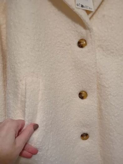 Danish brand Kaffe - Teddy Coat - Warm off white colour - Size DK 40 UK 12 - BNWT RRP 150