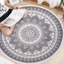 Moroccan Rug Round Grey 120cm Cotton Area Rug Washable Printed Round Area Rug Large with Tassels (MULTIPLE DESIGNS) Image 2