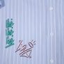 Zadig & Voltaire Blue White Striped Graphic Button-Up Tais Raye Tag Shirt Size XS Image 6