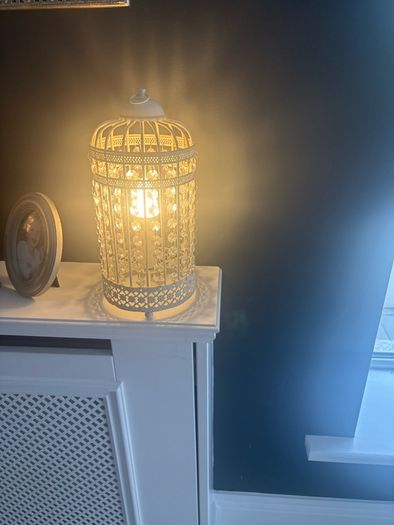 Cream lantern cage lamp with beads