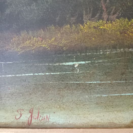 !9th century Oil on Board Painting.Signed.