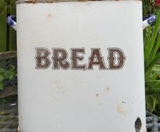 Vintage Prince & Wares White Enamel Porcelain Bread Metal Tin Box
