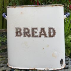 Vintage Prince & Wares White Enamel Porcelain Bread Metal Tin Box
