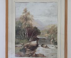 Antique Landscape Print Framed