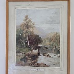 Antique Landscape Print Framed
